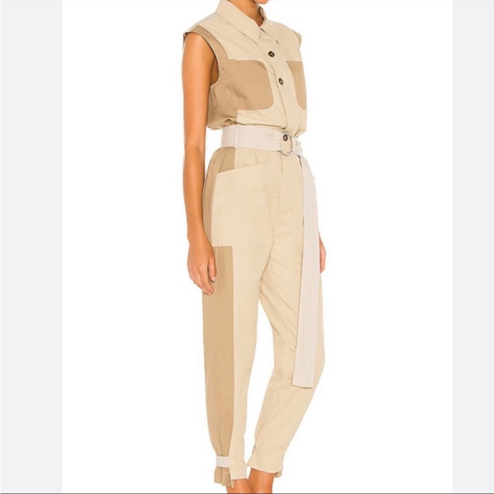 FRAME •S• Tonal block Safari Belted Jumpsuit